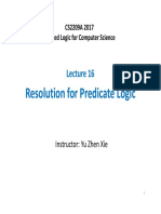 Resolution For Predicate Logic