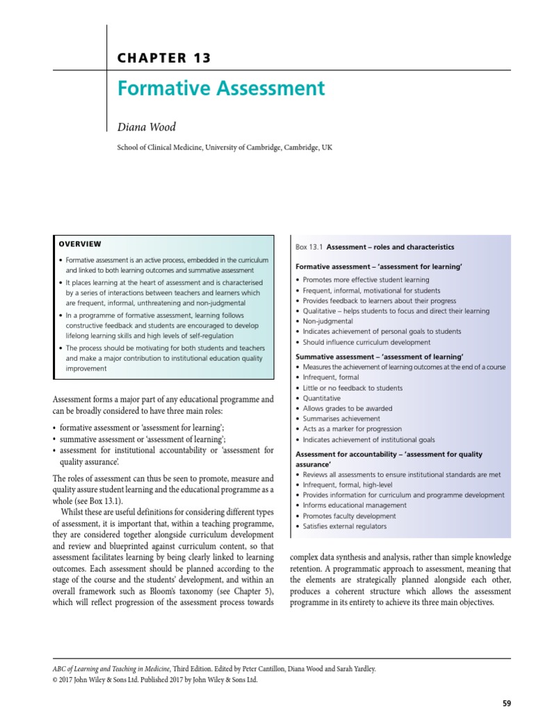 Chapter 13 - Formative Assessment | PDF | Educational Assessment | Learning