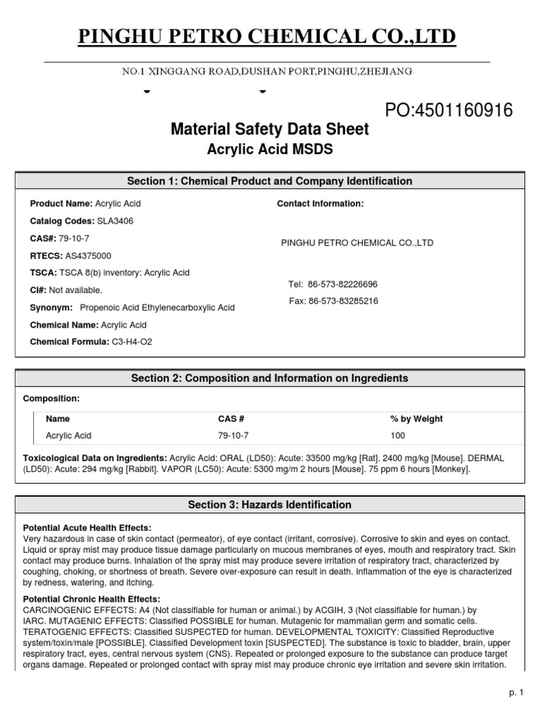 1 Acrylic Acid PDF Toxicity Solubility