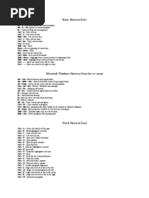 Basic Shortcut Keys