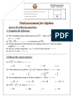 Trial Assessment For Algebra: Answer The Following Questions: 1-Complete The Following