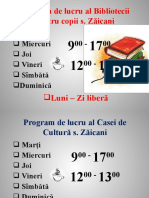 Program de lucru al Bibliotecii pentru copii s