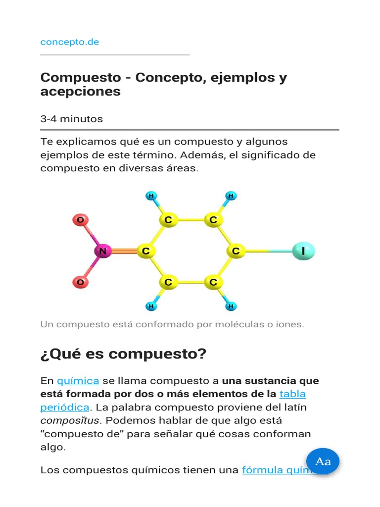 Compuesto - Concepto Ejemplos y Acepciones | PDF | Compuestos químicos ...