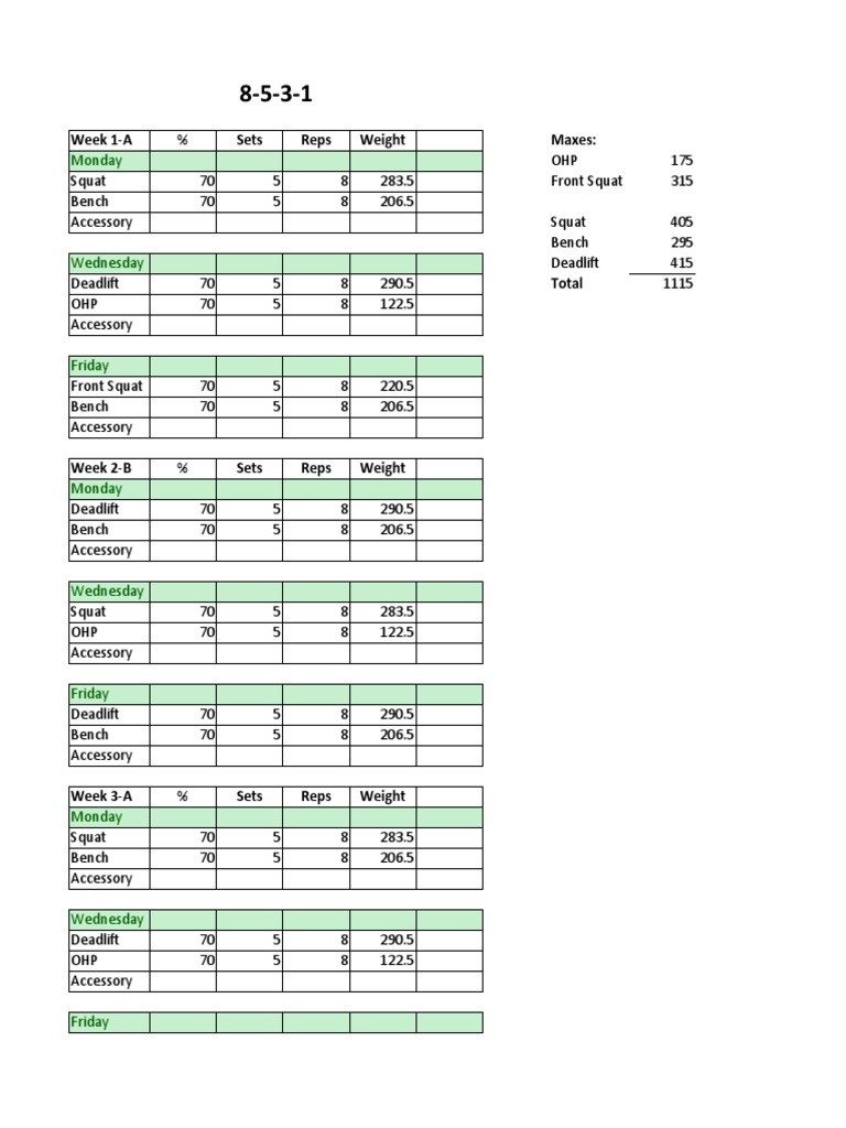 Weekly Strength Training Program | PDF