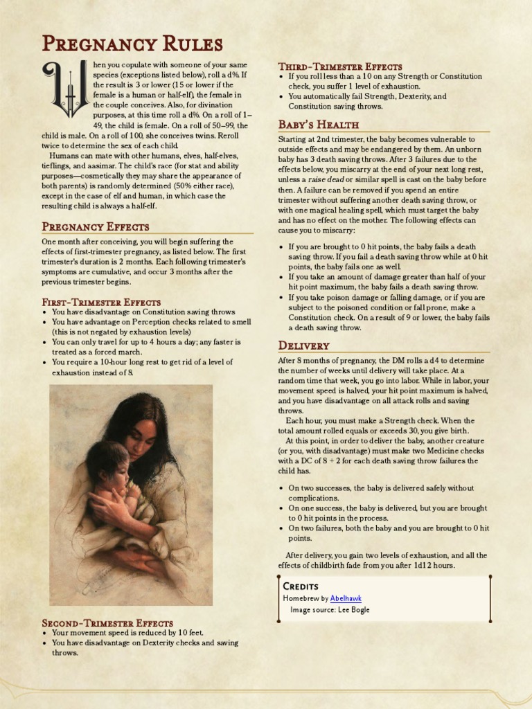 Pregnancy Rules 5e 1 PDF Pregnancy Elf (Dungeons & Dragons)