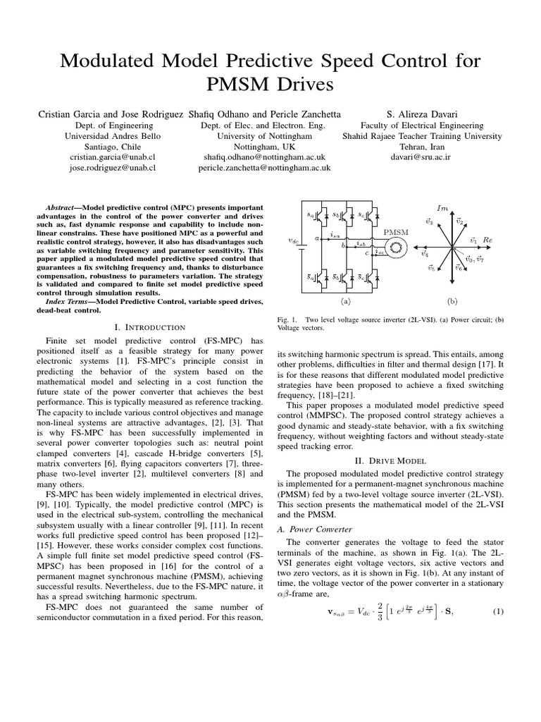 Modulated MPC for PMSM Speed Control | PDF | Electrical Engineering ...