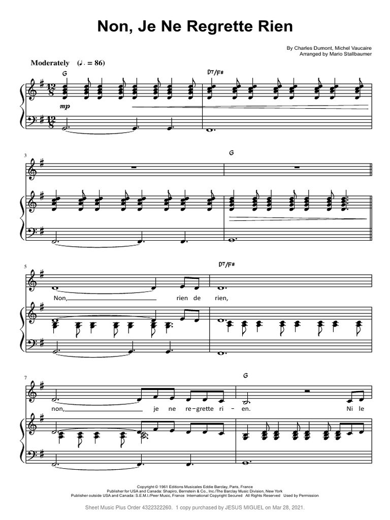 Non Je Ne Regrette Rien Pdf _ Je Ne Regrette Rien Lyrics – DXKDD