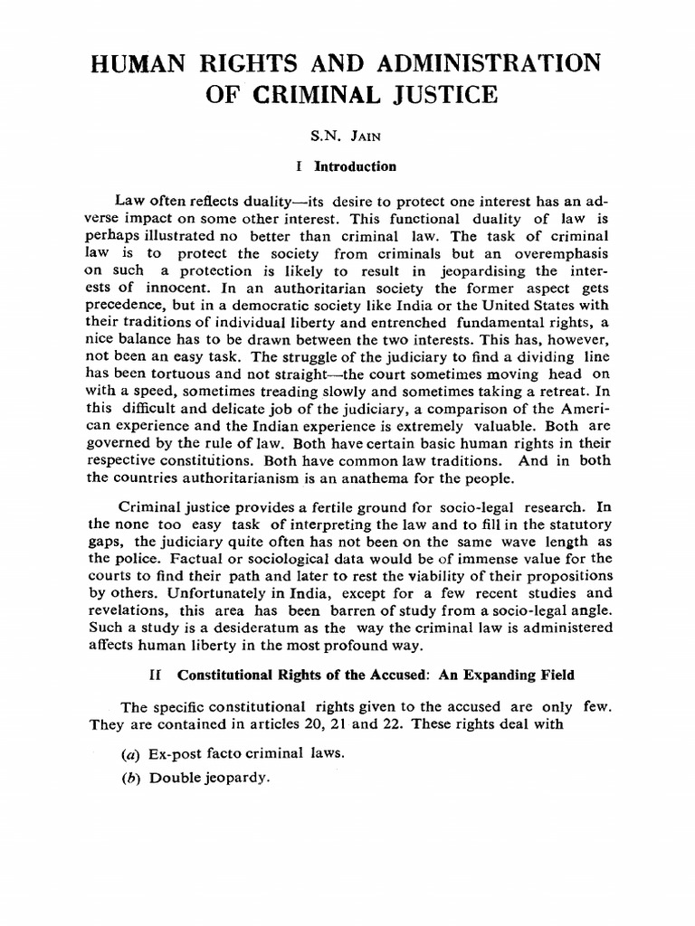 Human Rights in Criminal Justice | PDF | Bail | Exclusionary Rule