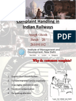 Complaint Handling in Indian Railways: Anagh Ghosh Batch - 26 261091102