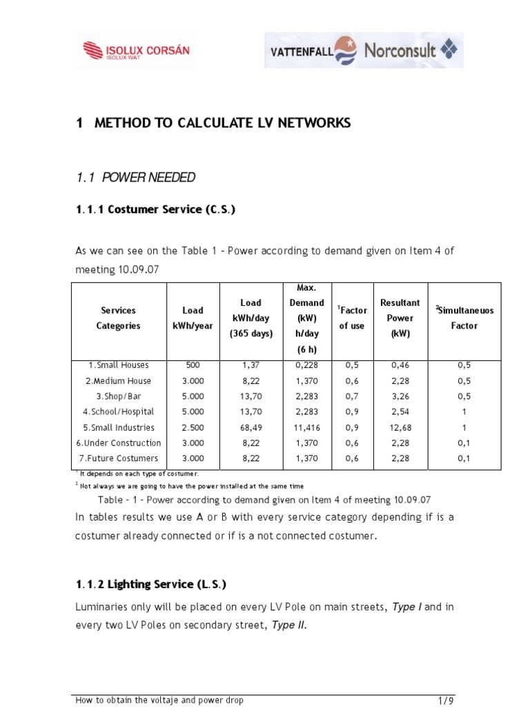 Method To Calculate LV Networks - Complete | PDF | Electrical Conductor ...