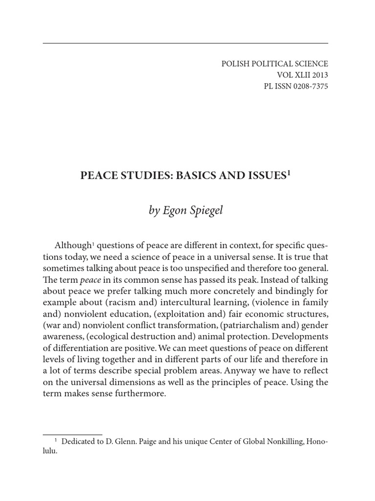 Peace Studies - Basics and Issues | PDF | Peace | Nonviolence