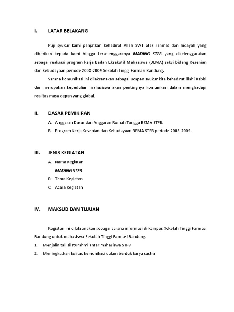 Contoh proposal mading