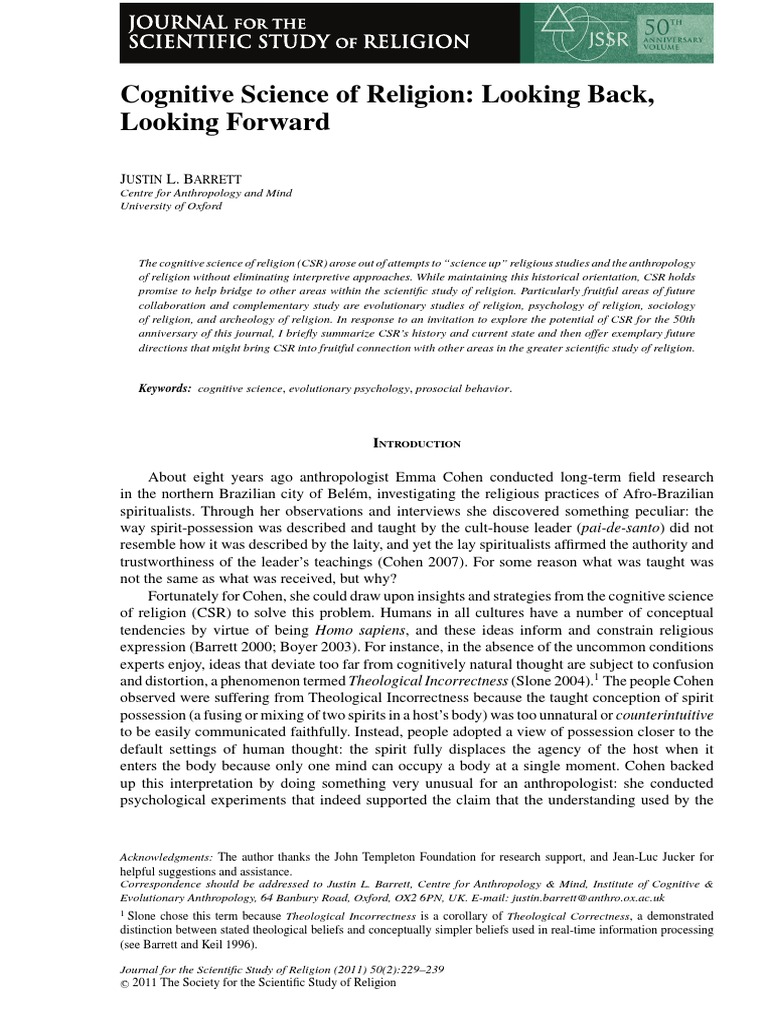 Cognitive Science of Religion: Looking Back, Looking Forward | PDF ...