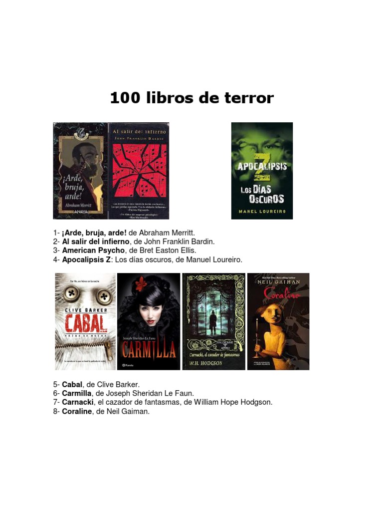 100 Libros de Horror | PDF | Ficción de terror | Películas de terror