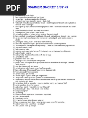 SUMMER BUCKET LIST