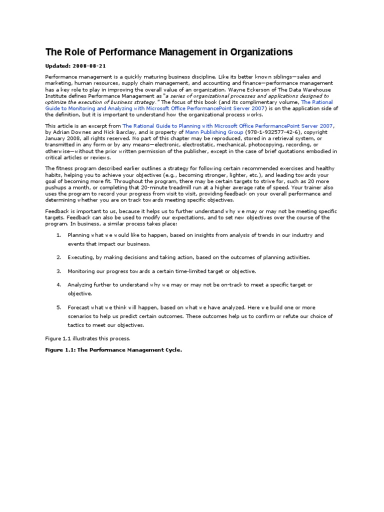 The Role of Performance Management in Organizations | PDF | Performance ...