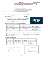 Math 1004H - Practice Final Exam - 2018 - 01