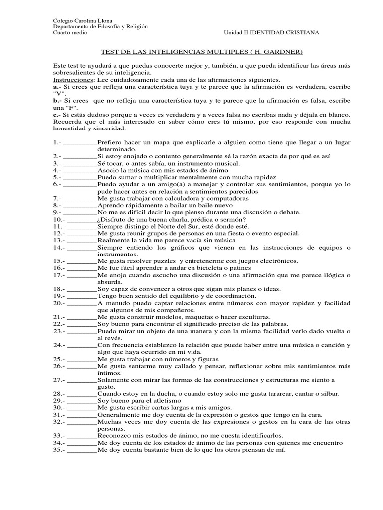 Test de Gardner | PDF