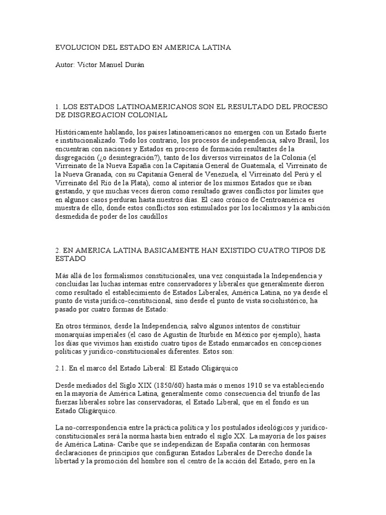Evolución del Estado en América Latina | PDF | America latina | Estado ...