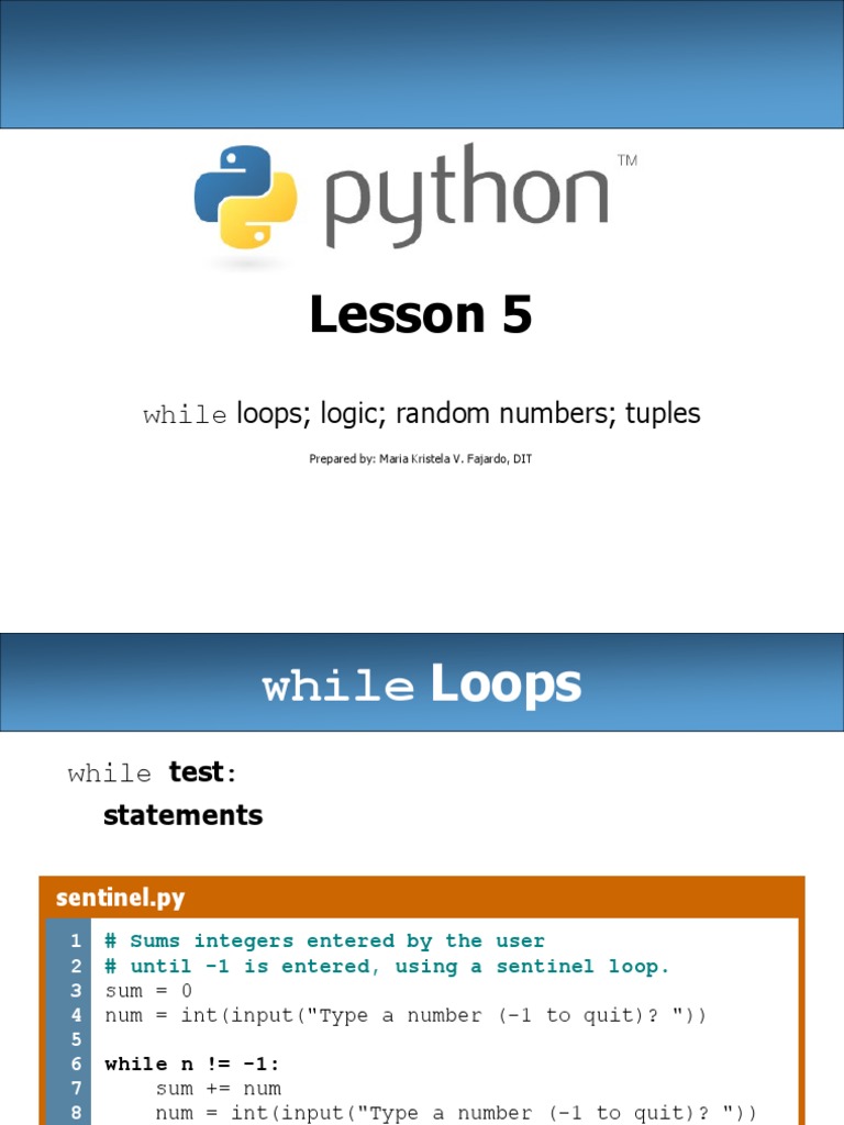 05 While Random Tuples | PDF | Boolean Data Type | Control Flow