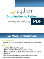 Introduction To Python: Prepared By: Maria Kristela V. Fajardo, DIT