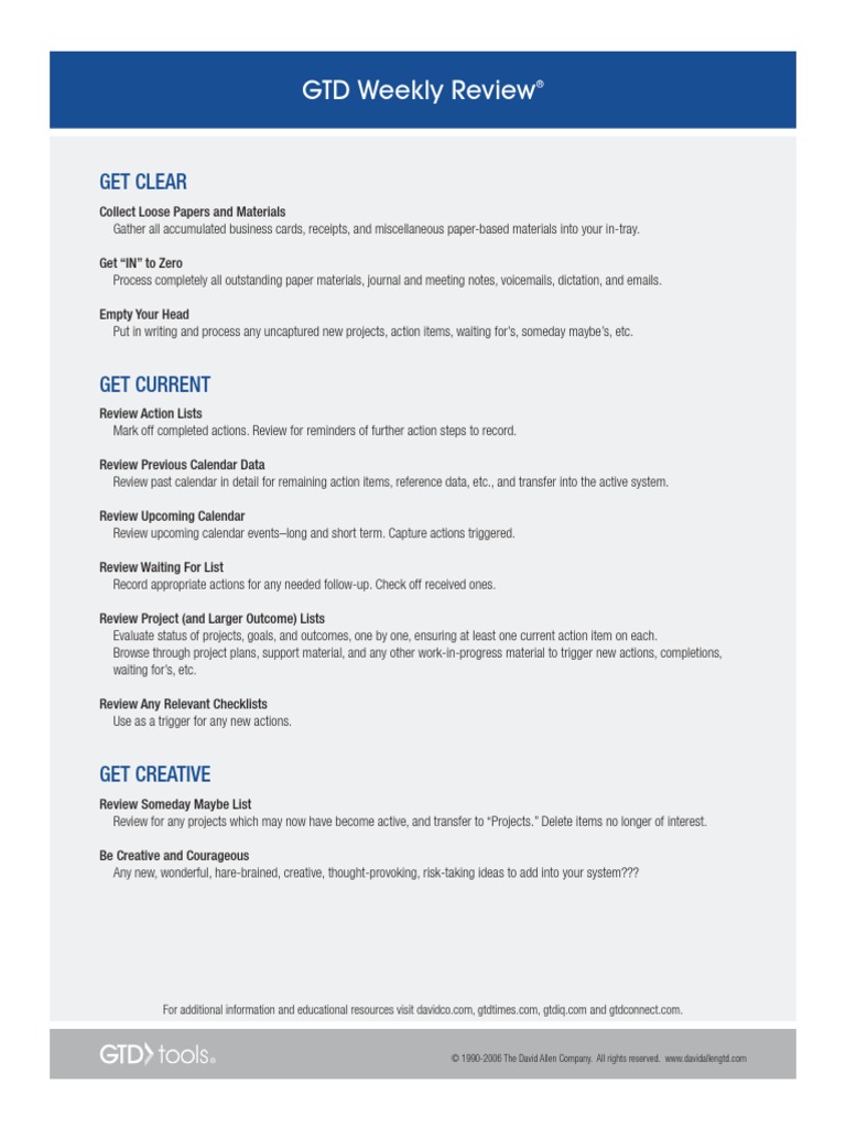 GTD Weekly Review Process Guide | PDF