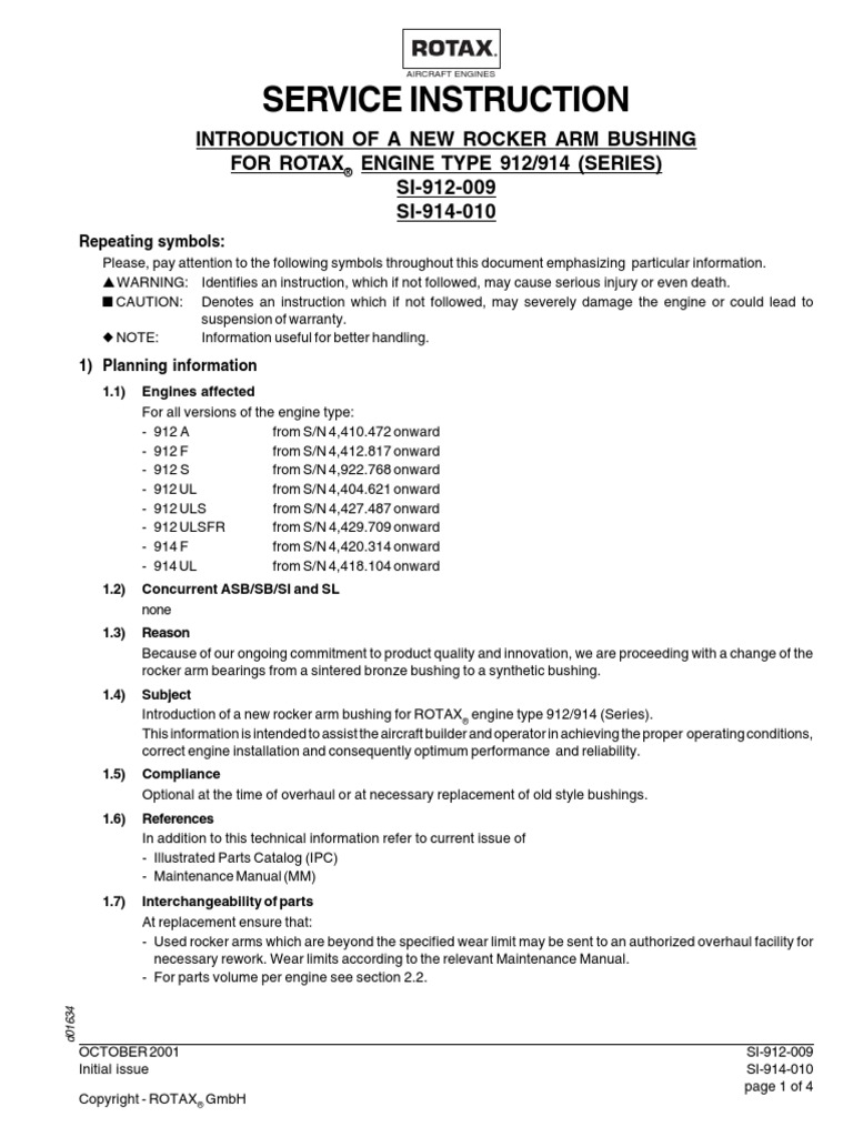 SI-912-009 - SI-914-010 - Introduction of A New Rocker Arm Bushing For ...