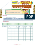 Sistema de Numeración Hasta La Centena Del Millón para Quinto Grado de Primaria