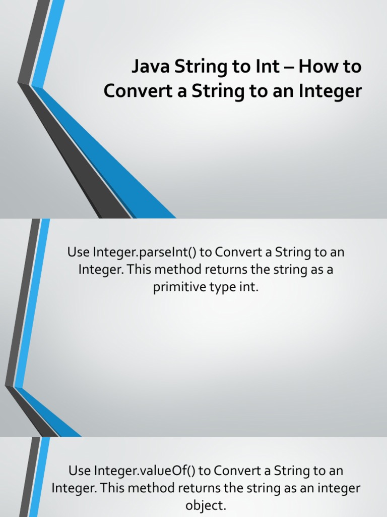 Java String To Int - How To Convert A String To An Integer | PDF