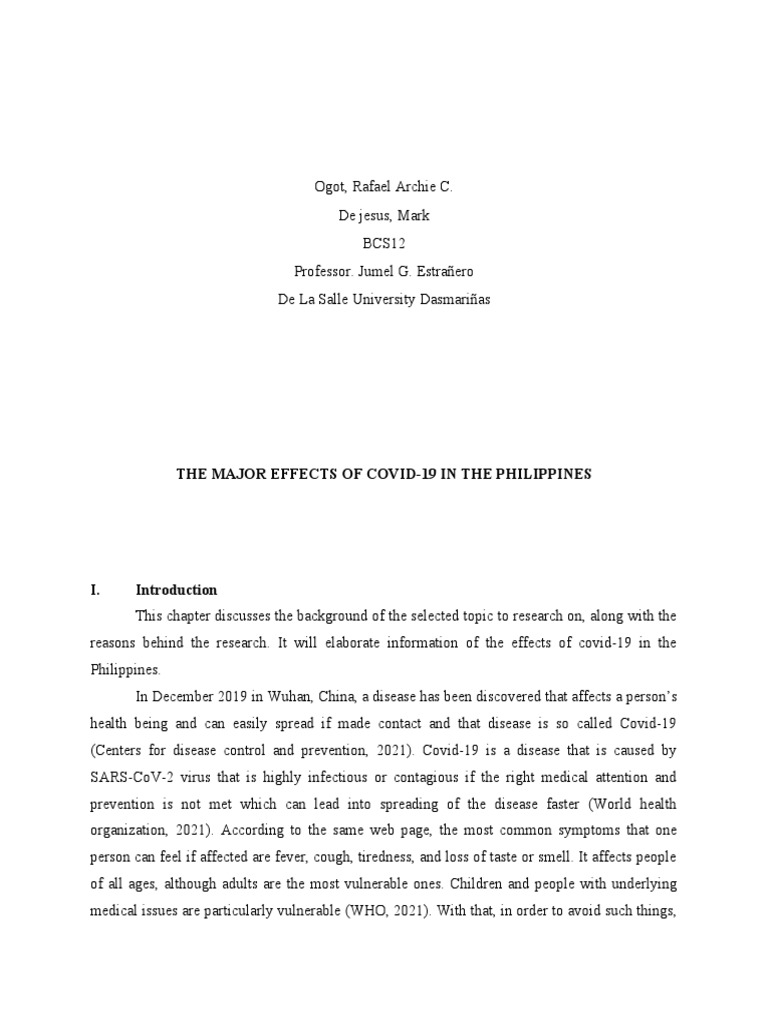 COVID-19's Impact on the Philippines | PDF | Health Sciences