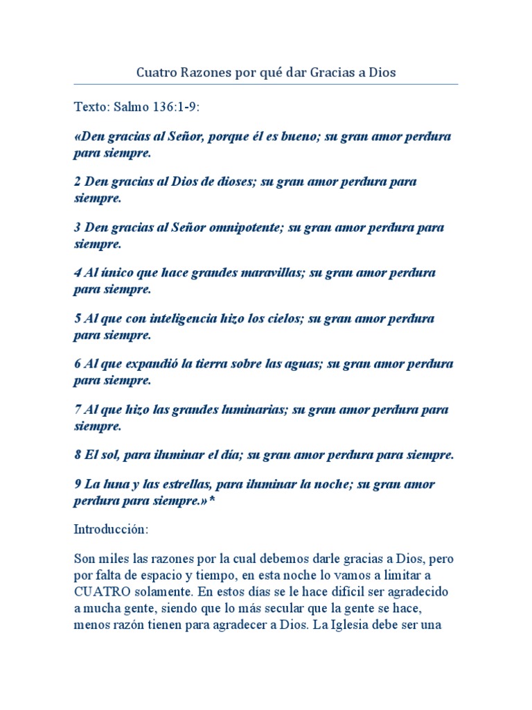 Cuatro Razones Por Qué Dar Gracias A | PDF | Dios | Amor