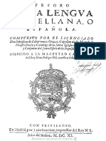 Tesoro de La Lengua Castellana o Española - Sebatian de Cobarrubias