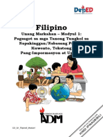 Filipino6 - Q1 - Mod1 - Pagsagot Sa Mga Tanong Tungkol Sa Napakinggan Nabasang Pabula Kuwento Tekstong Pang-Impormasyon A TUsapan - v.2