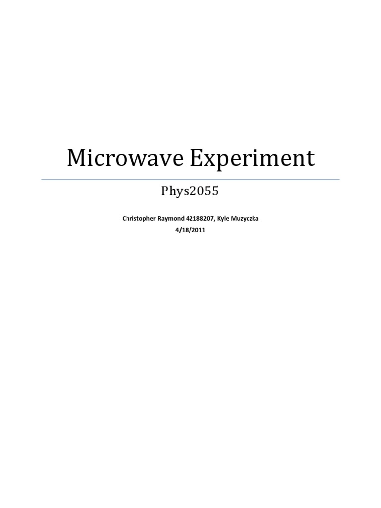 Microwave Experiment Pdf Wavelength Waves