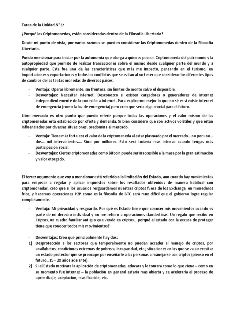 Tarea de La Unidad N 1 | PDF | Criptomoneda | Internet