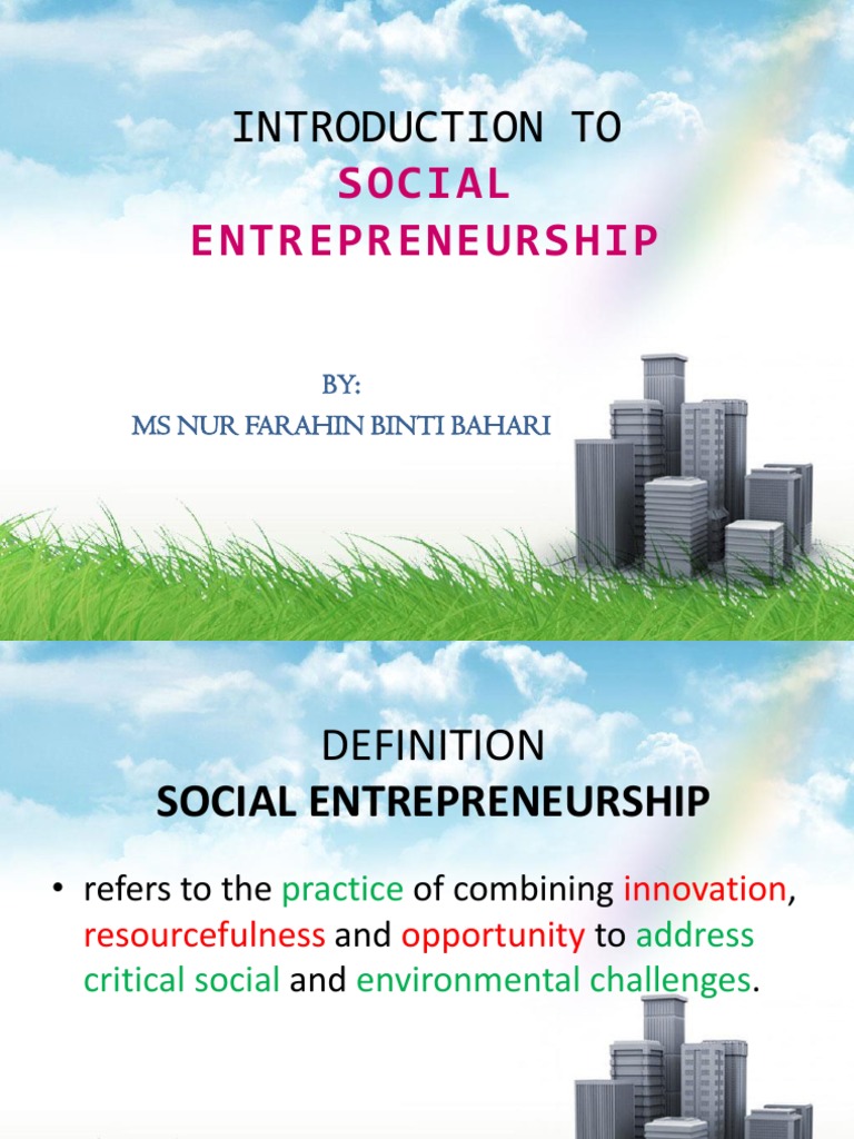 Introduction To Social Entrepreneurship Pdf Entrepreneurship
