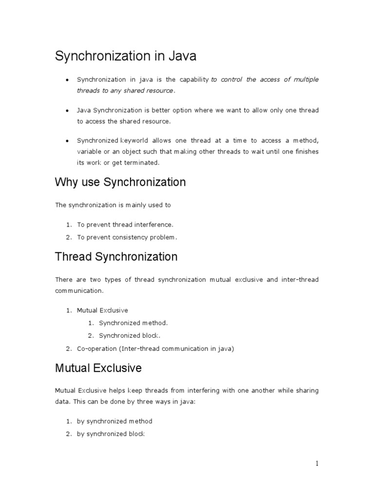 Synchronization in Java | PDF | Class (Computer Programming) | Method ...