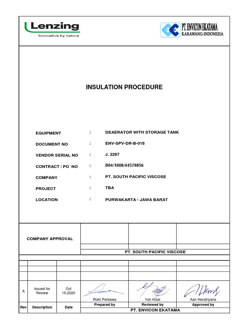 ENV SPV DR B 018 Insulation Procedure Rev - A | PDF | Wire | Insulator ...