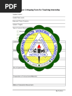 Lesson Critiquing Form For Teaching Internship: My Portfolio