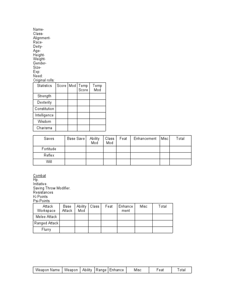 D&amp;D Character Sheet | PDF