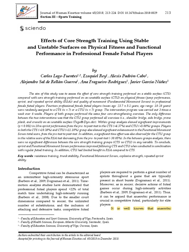 Effects of Core Strength Training Using Stable | PDF | Effect Size ...