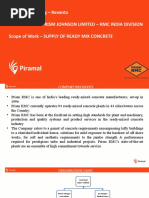 Kick - Off Meeting - Revanta Vendor Name - Prism Johnson Limited - RMC India Division Scope of Work - Supply of Ready Mix Concrete