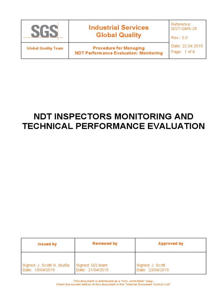 NDT Performance Evaluation Procedure | PDF | Nondestructive Testing ...
