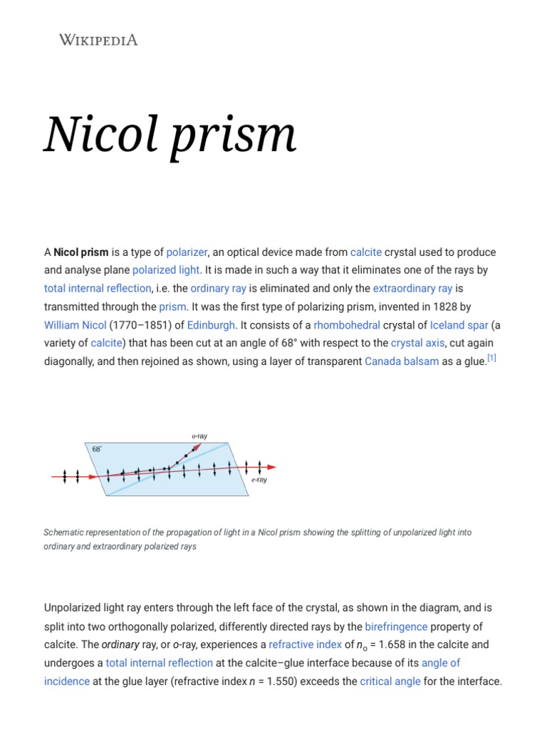 Nicol Prism PDF Atomic Optical Materials
