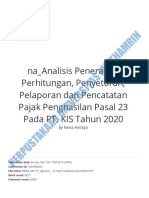 Na - Analisis Penerapan Perhitungan, Penyetoran, Pelaporan Dan Pencatatan Pajak Penghasilan Pasal 23 Pada PT. KIS Tahun 2020 - Watermark