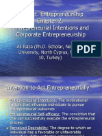Subject. Entrepreneurship Chapter 2, Entrepreneurial Intentions and Corporate Entrepreneurship