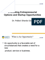 Evaluating Entrepreneurial Options and Startup Opportunities