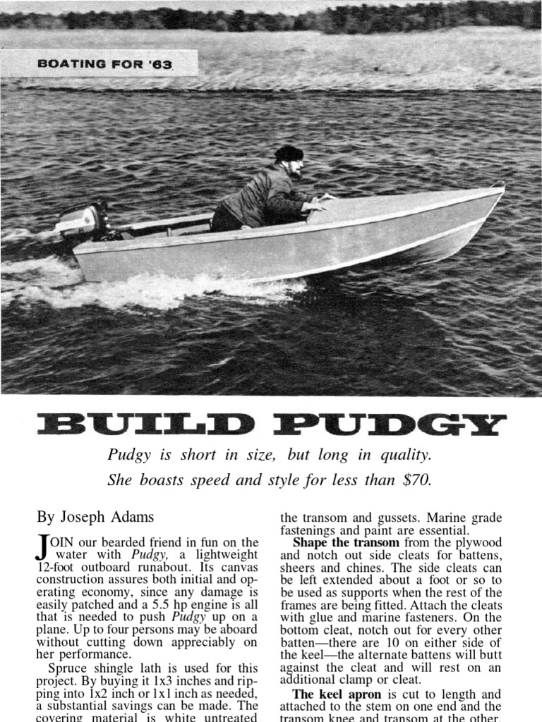 Pudgy A 12 Foot Canvas Runabout Boat Plans | PDF | Deck (Ship) | Adhesive