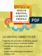Principle of Speech Writing: Audience Profile: Prepared By: Adelyn S. Alcantara