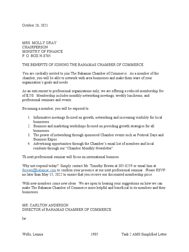 AMS Format Invitation to Join Chamber | PDF | Business